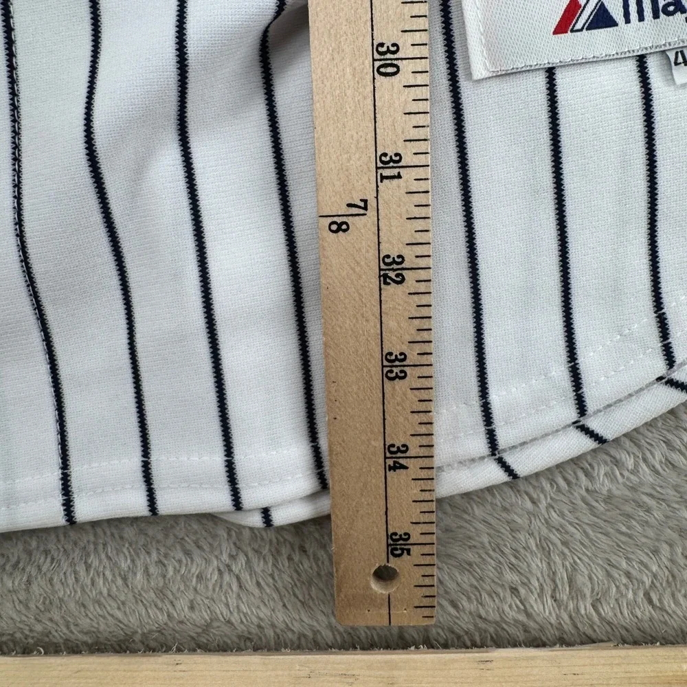 Majestic New York Yankees Mens Jersey 48 White Pinstripe Preowned Stains